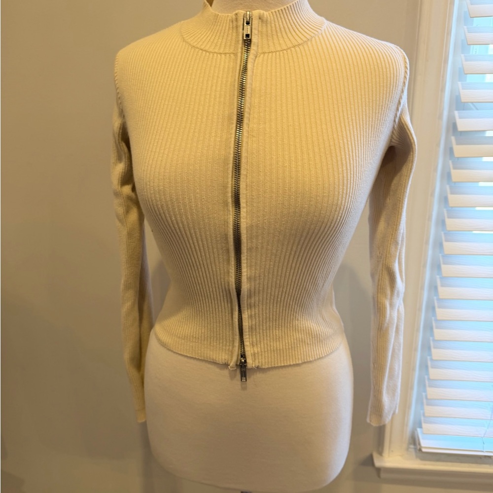 Brandy Melville Cream Ribbed Knit Top